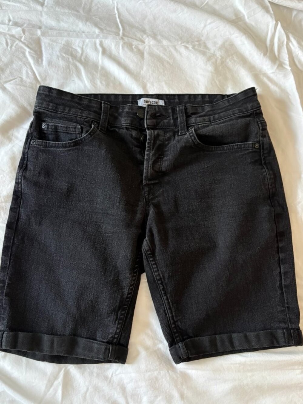 ONLY & SONS Black Slim Fit Stretch Shorts Medium 31–33